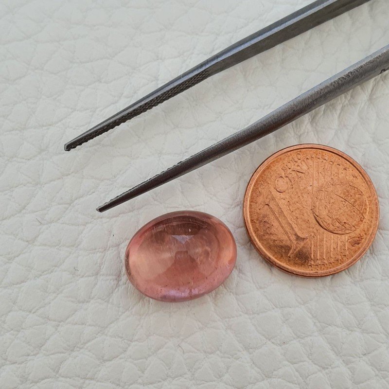 Tormalina Rosa Naturale Forma Ovale Piatto Cabochon Liscio Fatto a Mano13,50X11X8mm 8ct