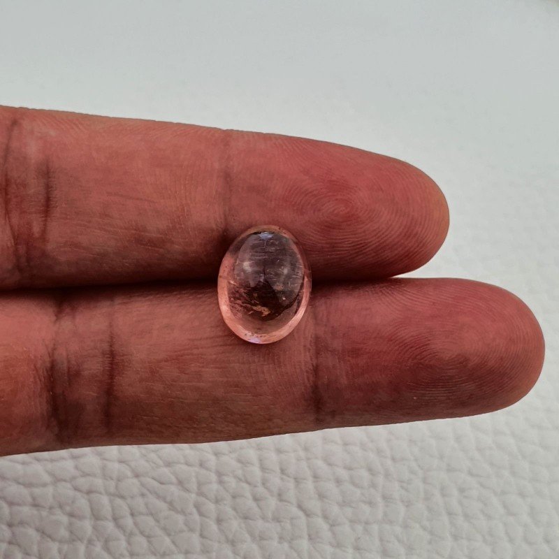 Tormalina Rosa Naturale Forma Ovale Piatto Cabochon Liscio Fatto a Mano13,50X11X8mm 8ct