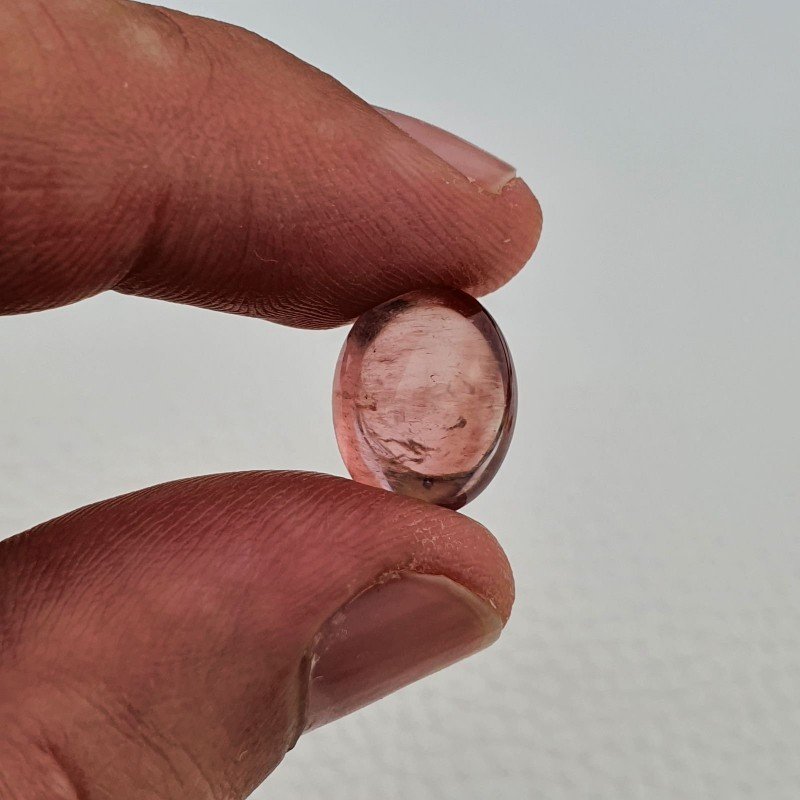 Tormalina Rosa Naturale Forma Ovale Piatto Cabochon Liscio Fatto a Mano13,50X11X8mm 8ct