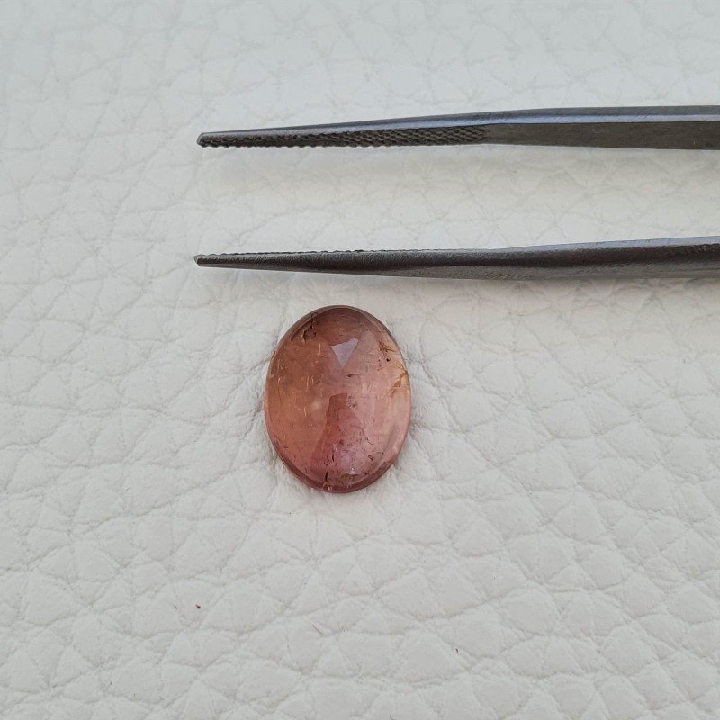 Tormalina Rosa Naturale Forma Ovale Piatto Cabochon Liscio Fatto a Mano13X10X6mm 4,95ct