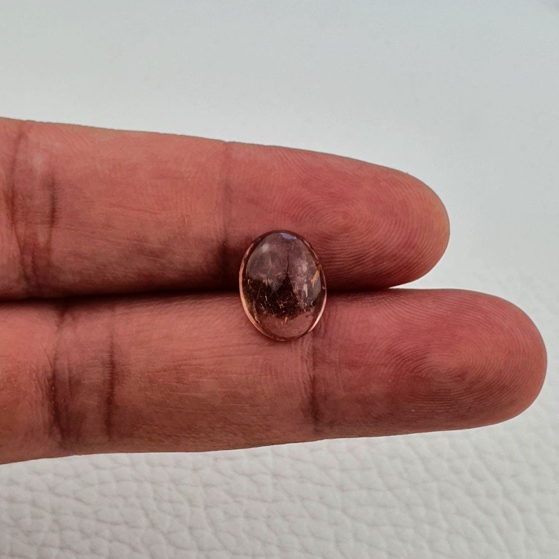 Tormalina Rosa Naturale Forma Ovale Piatto Cabochon Liscio Fatto a Mano13X10X6mm 4,95ct