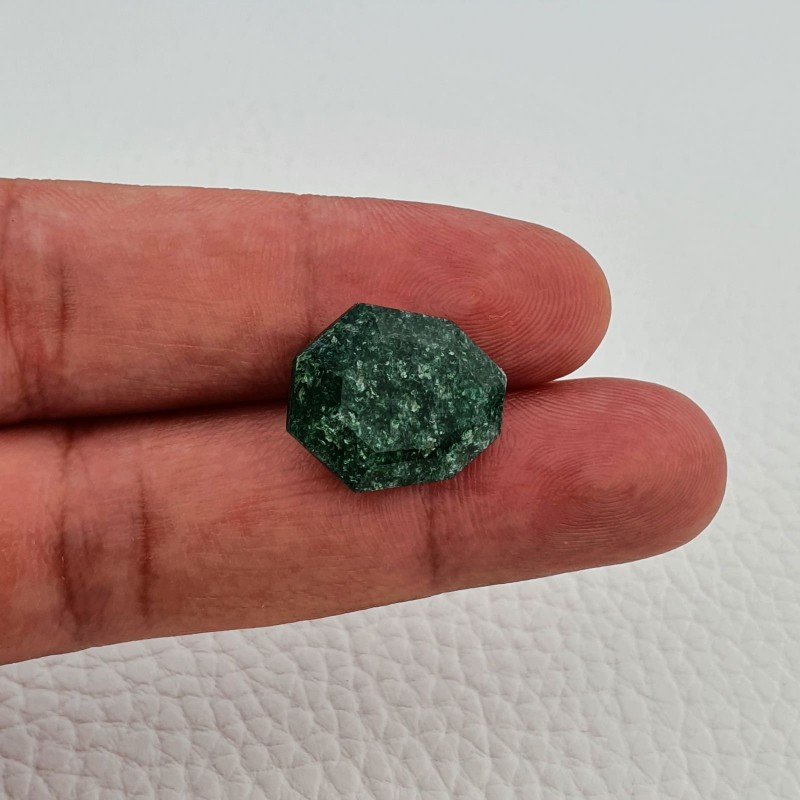 Avventurina Verde Naturale Taglio Hexagon Sfaccettato a Mano Gemma Sciolte 18X15X6mm 11,00 Carati 1pz