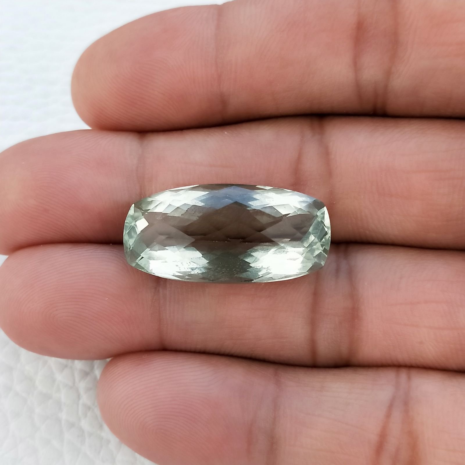 Ametista Verde Prasiolite Taglio Cuscino Sfaccettata Fatto a Mano Gemma Sciolte 26X13X10mm 21,90 Carati 1pz