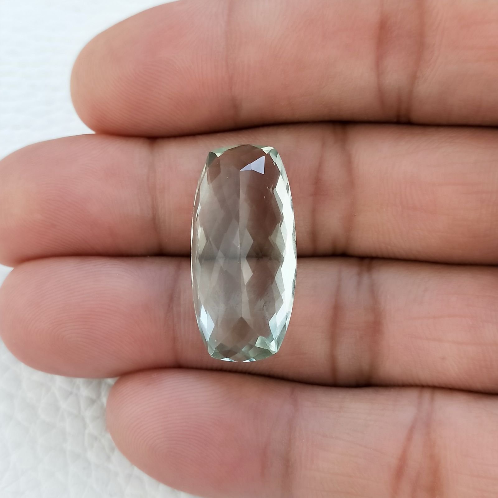 Ametista Verde Prasiolite Taglio Cuscino Sfaccettata Fatto a Mano Gemma Sciolte 26X13X10mm 21,90 Carati 1pz
