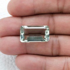 Ametista Verde Prasiolite Taglio Smeraldo Octagono Sfaccettata Fatto a Mano Gemma Sciolta 13x22mm 17,85 Carati 1pz