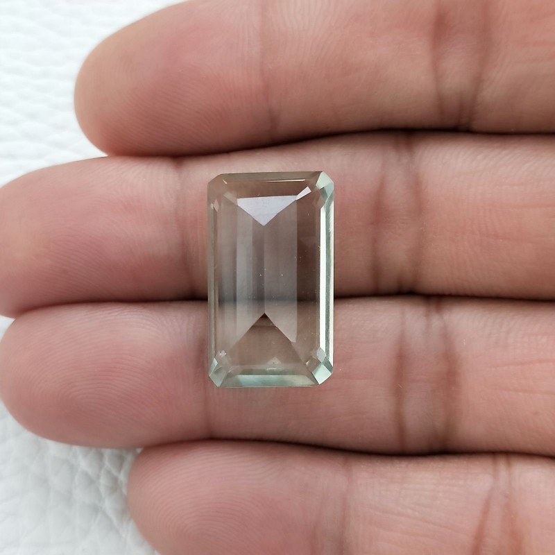 Ametista Verde Prasiolite Taglio Smeraldo Octagono Sfaccettata Fatto a Mano Gemma Sciolta 13x22mm 17,85 Carati 1pz