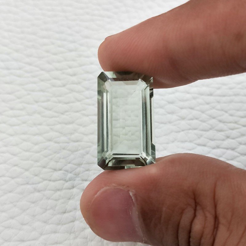 Ametista Verde Prasiolite Taglio Smeraldo Octagono Sfaccettata Fatto a Mano Gemma Sciolta 13x22mm 17,85 Carati 1pz