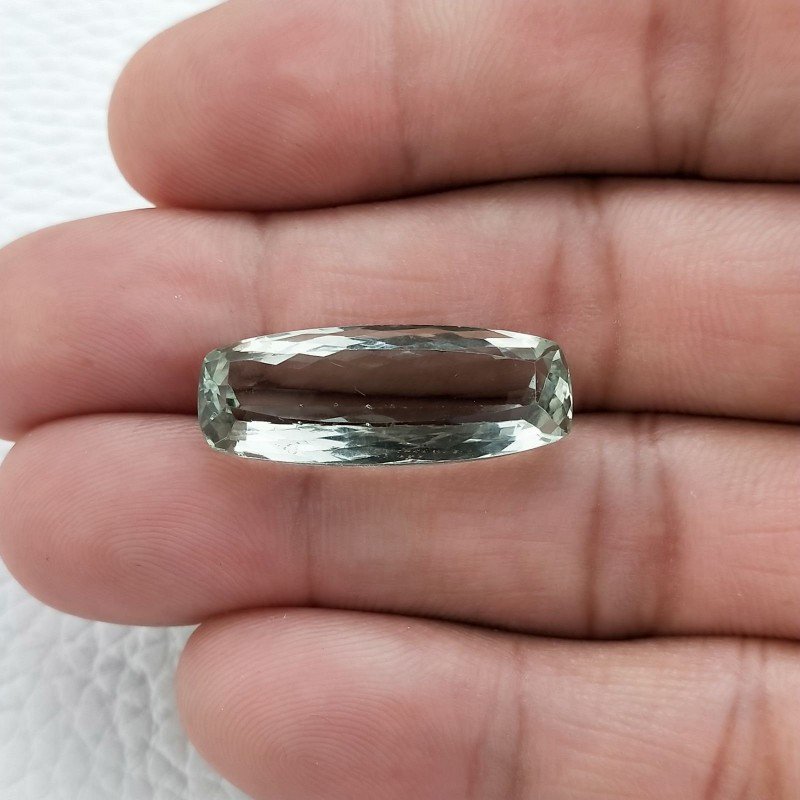 Ametista Verde Prasiolite Taglio Cuscino Sfaccettata Fatto a Mano Gemma Sciolte 26X10X7mm 14,65 Carati 1pz