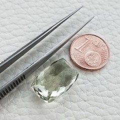 Ametista Verde Prasiolite Taglio Cuscino Sfaccettata Fatto a Mano Gemma Sciolte 18X9X7mm 14,70 Carati 1pz