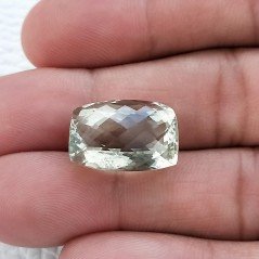 Ametista Verde Prasiolite Taglio Cuscino Sfaccettata Fatto a Mano Gemma Sciolte 18X9X7mm 14,70 Carati 1pz
