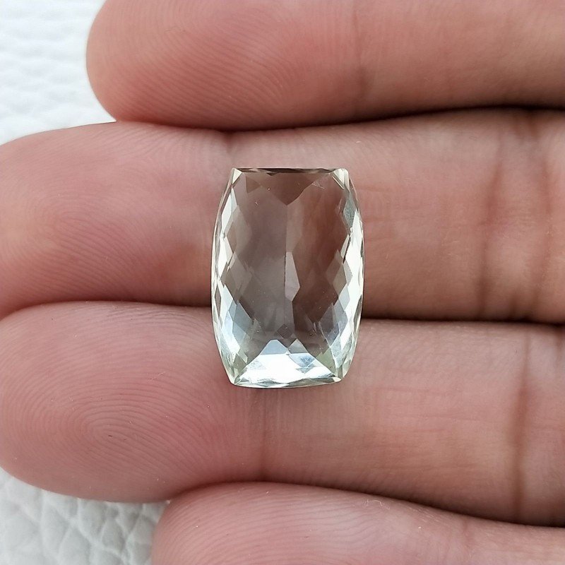 Ametista Verde Prasiolite Taglio Cuscino Sfaccettata Fatto a Mano Gemma Sciolte 18X9X7mm 14,70 Carati 1pz