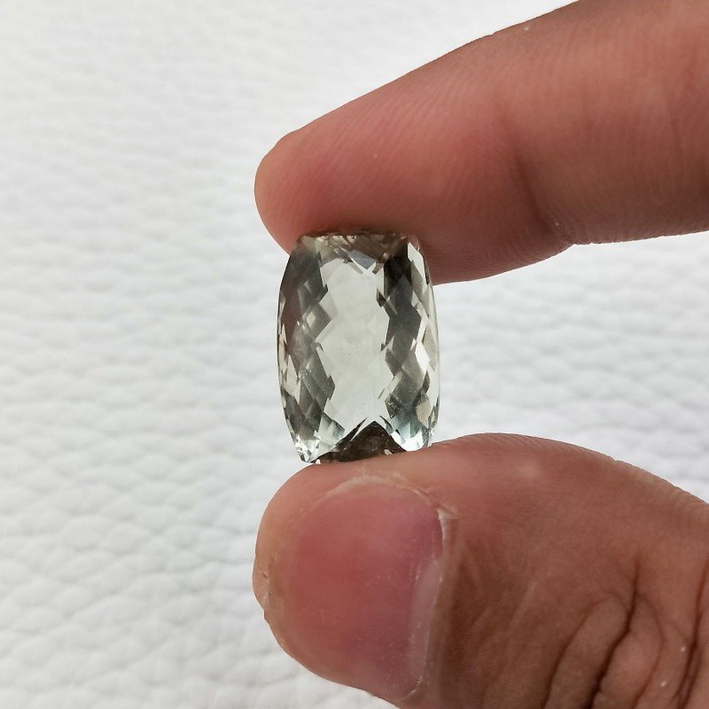 Ametista Verde Prasiolite Taglio Cuscino Sfaccettata Fatto a Mano Gemma Sciolte 18X9X7mm 14,70 Carati 1pz