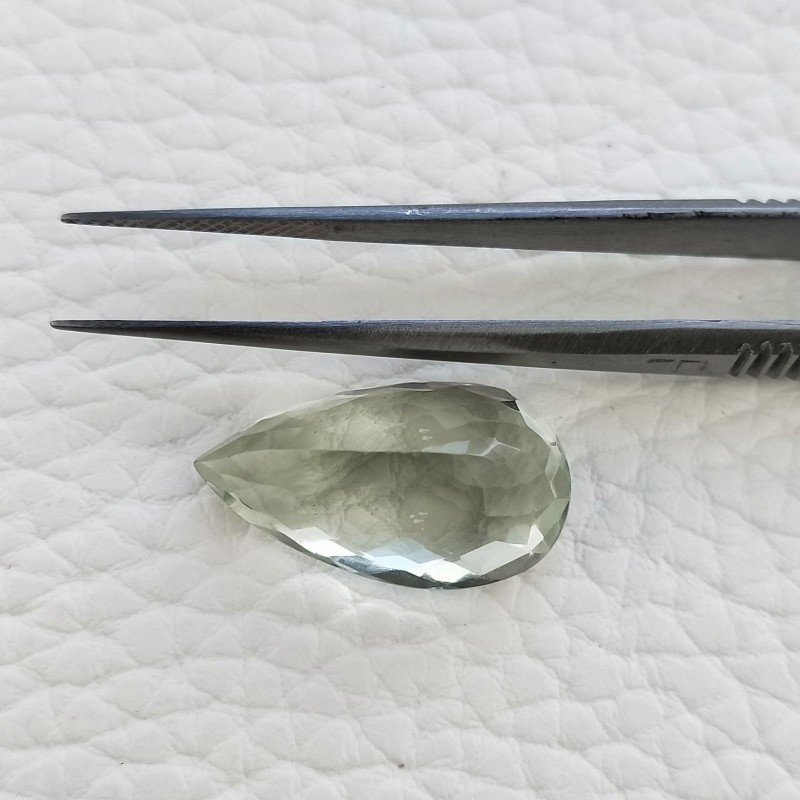 Ametista Verde Prasiolite Taglio Goccia Sfaccettata Fatto a Mano Gemma Sciolte 21X12X9mm 13,35 Carati 1pz