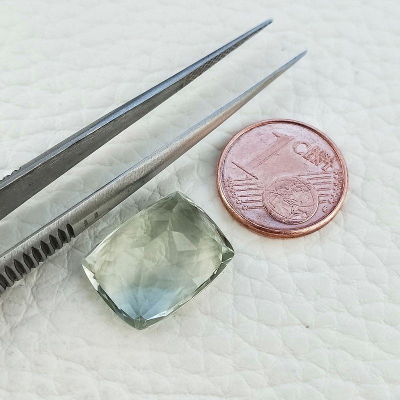 Ametista Verde Prasiolite Taglio Fantasia Sfaccettata Fatto a Mano Gemma Sciolte 15X12X8mm 11,45 Carati 1pz