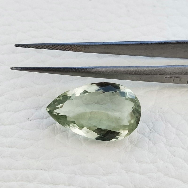Ametista Verde Prasiolite Taglio Goccia Sfaccettata Fatto a Mano Gemma Sciolte 19X12X7mm 10,95 Carati 1pz