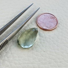 Ametista Verde Prasiolite Taglio Goccia Sfaccettata Fatto a Mano Gemma Sciolte 19X12X7mm 10,95 Carati 1pz
