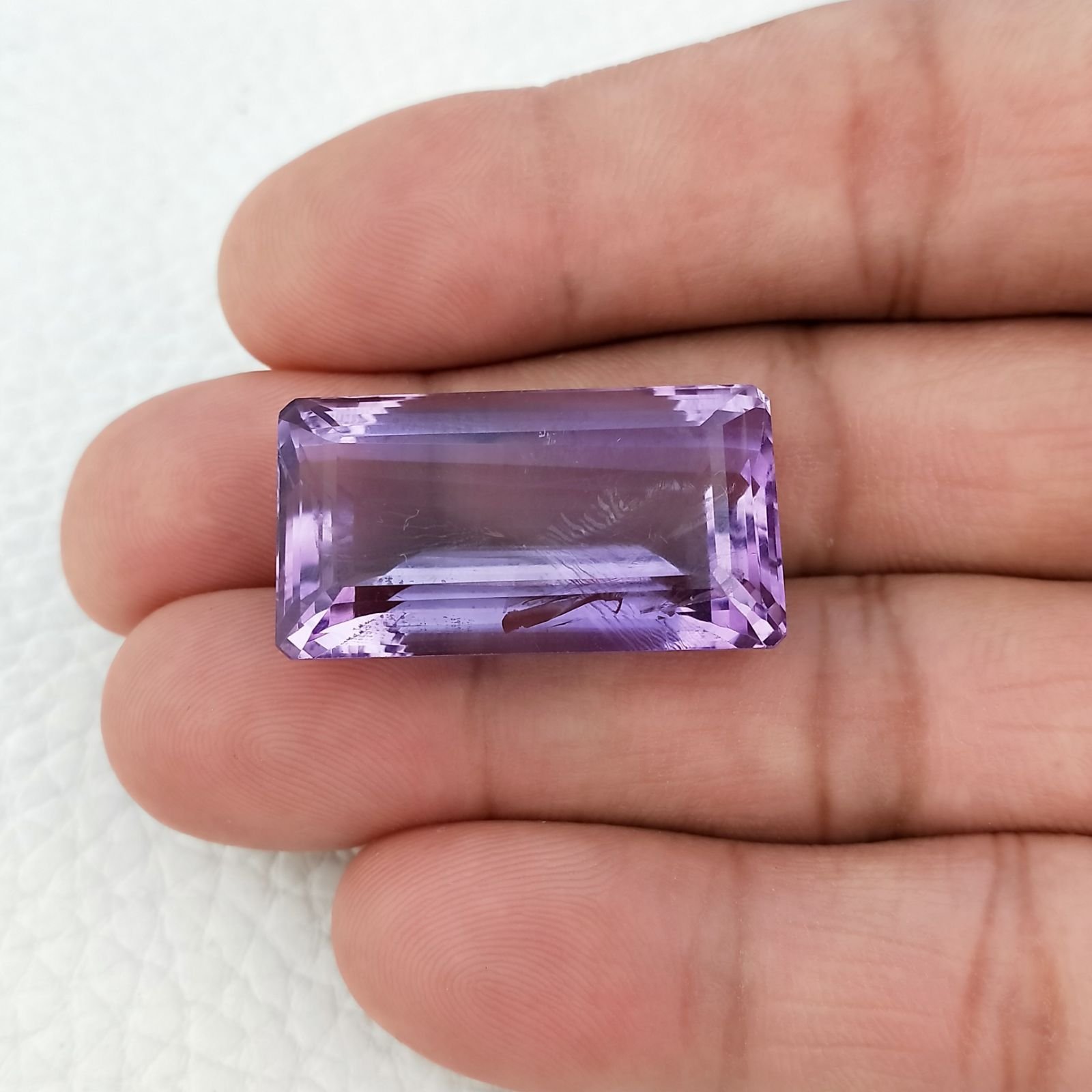 Ametista Naturale Taglio Smeraldo Ottogonale Sfaccettata Fatto a Mano Gemma Sciolte 29X16X13mm 49,80 Carati 1pz