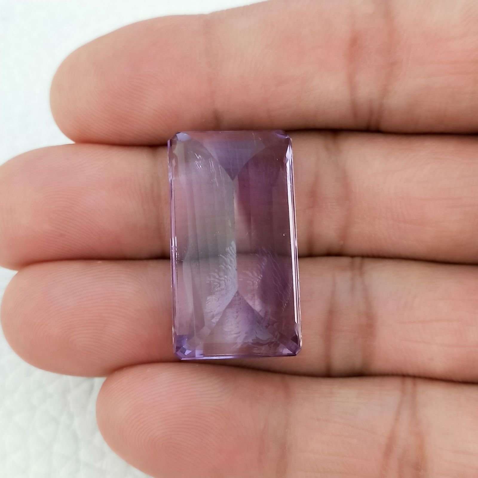 Ametista Naturale Taglio Smeraldo Ottogonale Sfaccettata Fatto a Mano Gemma Sciolte 29X16X13mm 49,80 Carati 1pz