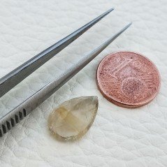Quarzo Rutilato Dorato Naturale Taglio Goccia Sfaccettato a Mano Gemma Sciolta  9X14mm 4.45 Carati 1pz