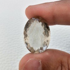 Quarzo Rutilato Dorato Naturale Taglio Ovale Sfaccettato a Mano Gemma Sciolta 18x25mm 30.25 Carati 1pz
