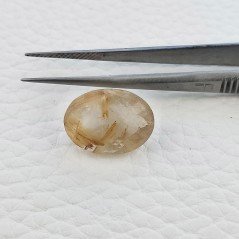 Quarzo Rutilato Dorato Naturale Taglio Ovale Sfaccettato a Mano Gemma Sciolta 12x16mm 11.10 Carati 1pz
