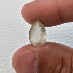 Quarzo Rutilato Dorato Naturale Taglio Goccia Sfaccettato a Mano Gemma Sciolta  9X14mm 4.70 Carati 1pz