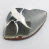 Settario Nero Naturale Forma Fantasia Piatto Cabochon Liscio Fatto a Mano 40X27X4mm 7,96GM