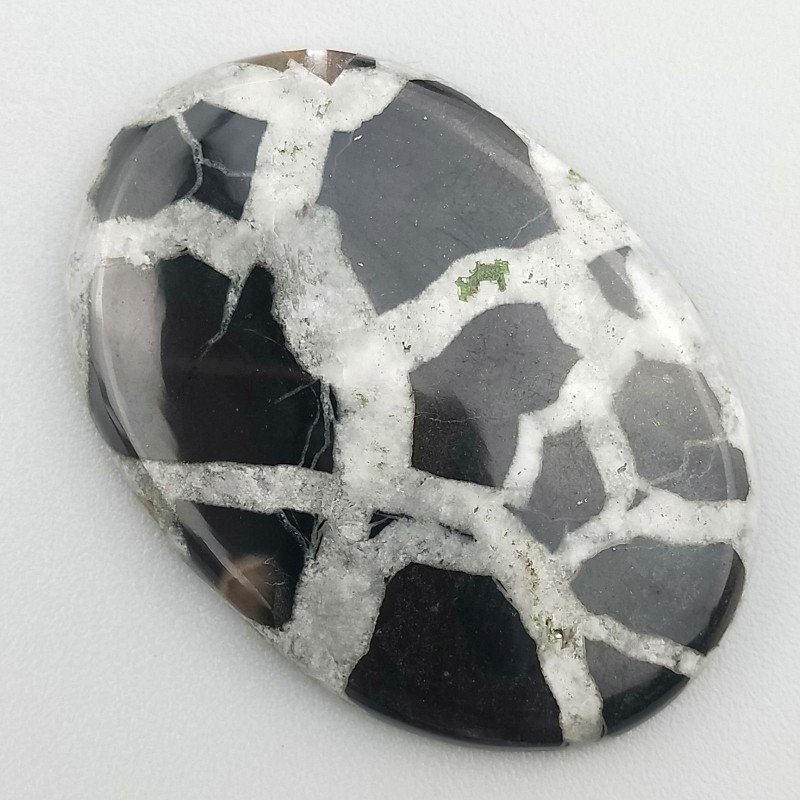 Settario Nero Naturale Forma Ovale Piatto Cabochon Liscio Fatto a Mano 39X28X5mm 10,44GM