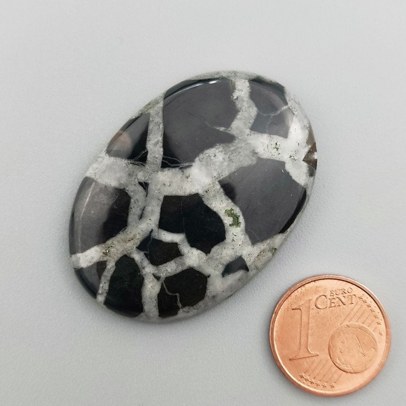 Settario Nero Naturale Forma Ovale Piatto Cabochon Liscio Fatto a Mano 39X28X5mm 10,44GM