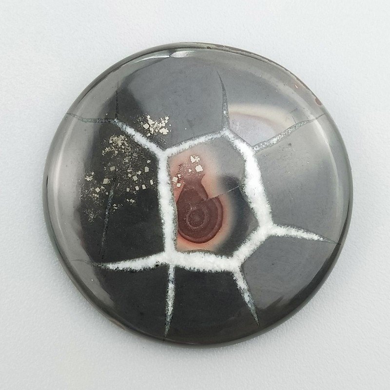 Settario Nero Naturale Forma Tondo Piatto Cabochon Liscio Fatto a Mano 34X34X5mm 11,75GM Settario Nero Naturale Forma Tondo Piatto Cabochon Liscio Fatto a Mano 34X34X5mm 11,75GM