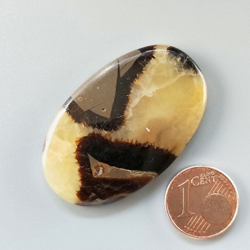 Cabochon di Settario Giallo Naturale Ovale, Piatto e Liscio, 42x27x5 mm, 10,55 g, Fatto a Mano
