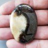 Settario Giallo Naturale Forma Ovale Piatto Cabochon Liscio Fatto a Mano 46X32X5mm 13,35gm 1pz