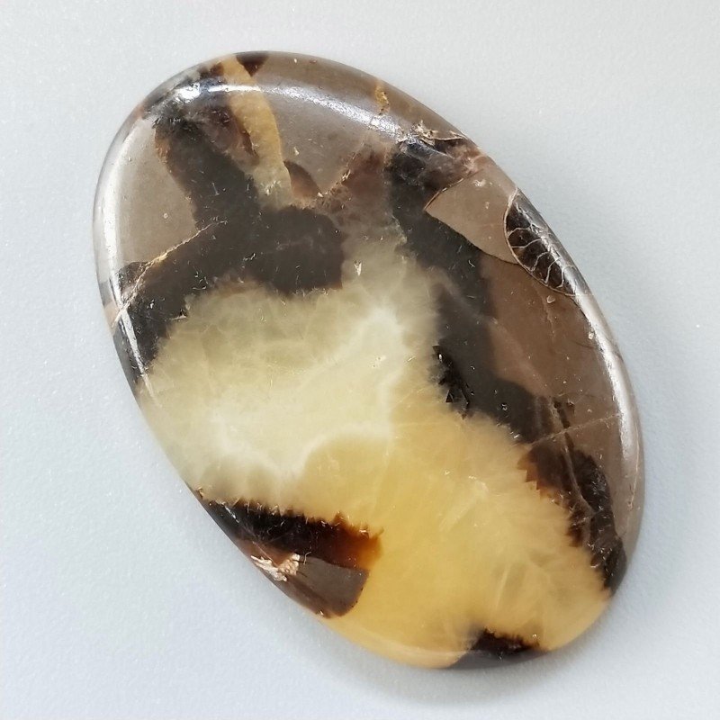 Settario Giallo Naturale Forma Ovale Piatto Cabochon Liscio Fatto a Mano 44X28X5mm 12,34gm 1pz
