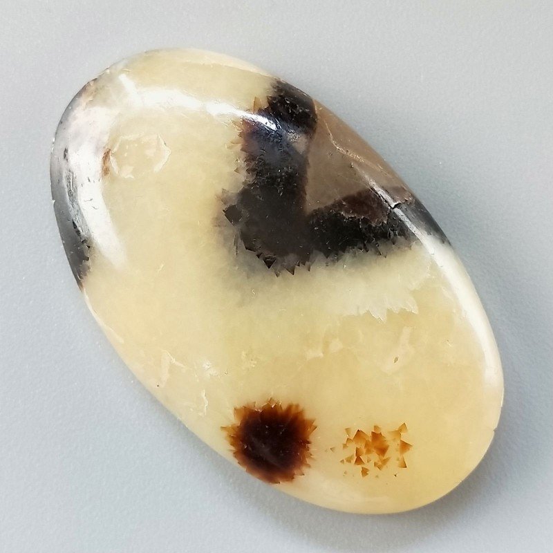 Settario Giallo Naturale Forma Ovale Piatto Cabochon Liscio Fatto a Mano 43X26X8mm 14,44gm 1pz