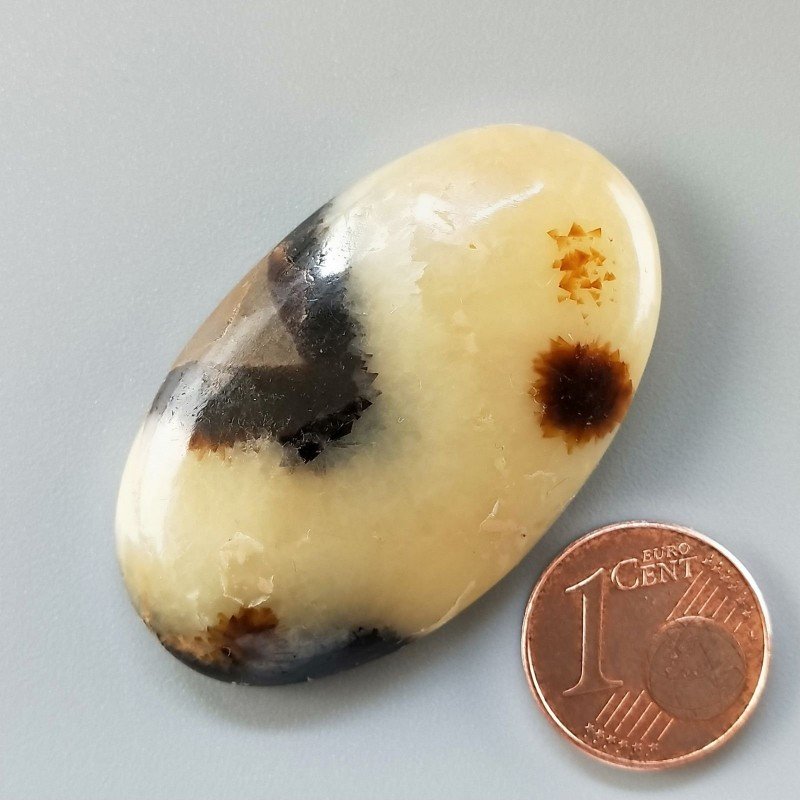 Settario Giallo Naturale Forma Ovale Piatto Cabochon Liscio Fatto a Mano 43X26X8mm 14,44gm 1pz