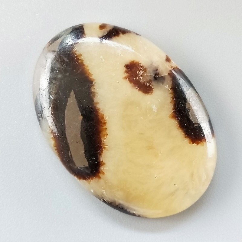 Settario Giallo Naturale Forma Ovale Piatto Cabochon Liscio Fatto a Mano 41X29X7mm 13,69gm 1pz