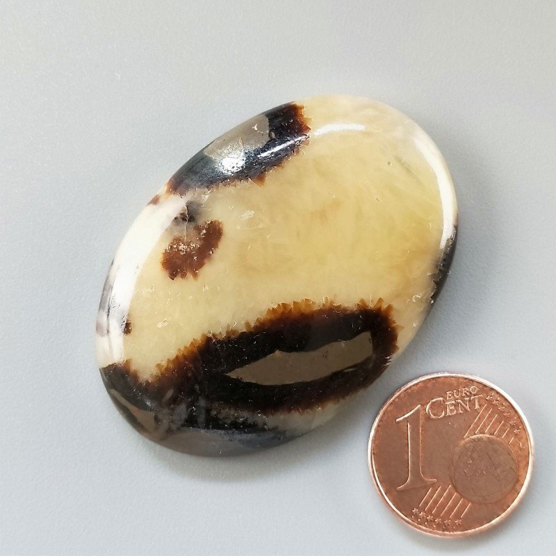 Settario Giallo Naturale Forma Ovale Piatto Cabochon Liscio Fatto a Mano 41X29X7mm 13,69gm 1pz