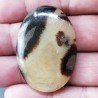 Settario Giallo Naturale Forma Ovale Piatto Cabochon Liscio Fatto a Mano 41X29X7mm 13,69gm 1pz