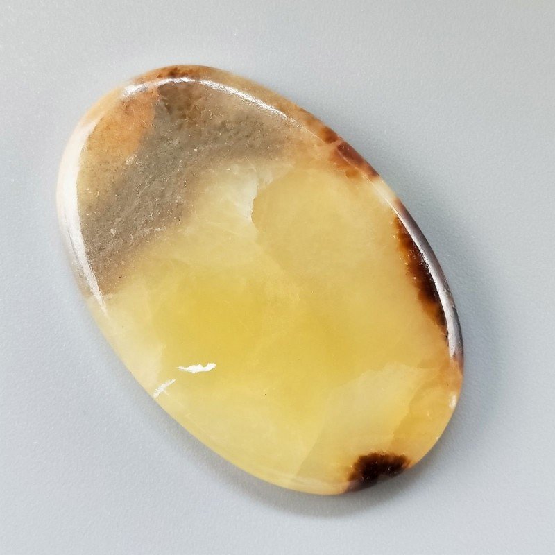 Settario Giallo Naturale Forma Ovale Piatto Cabochon Liscio Fatto a Mano 49X32X5mm 16,80gm 1pz