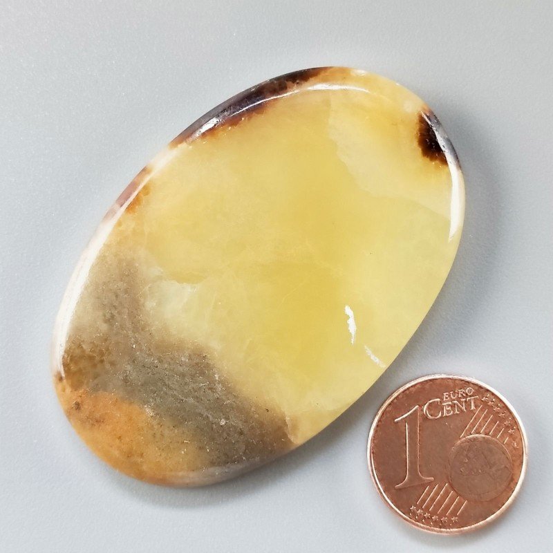 Cabochon di Settario Giallo Naturale Ovale, Piatto e Liscio, 49x32x5 mm, 16,80 g, Fatto a Mano