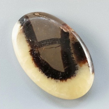 Settario Giallo Naturale Forma Ovale Piatto Cabochon Liscio Fatto a Mano 36X24X6mm 9gm 1pz