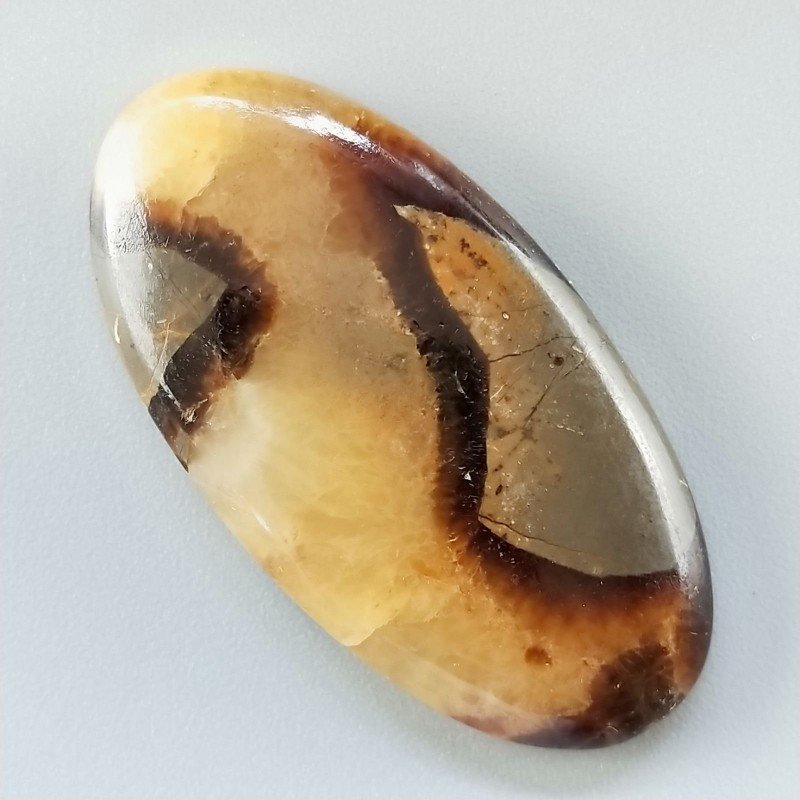 Settario Giallo Naturale Forma Ovale Piatto Cabochon Liscio Fatto a Mano 42X22X6mm 9,37gm 1pz