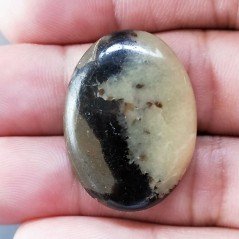 Cabochon di Settario Giallo Naturale Ovale, Piatto e Liscio, 38x22x7 mm, 6,66 g, Fatto a Mano