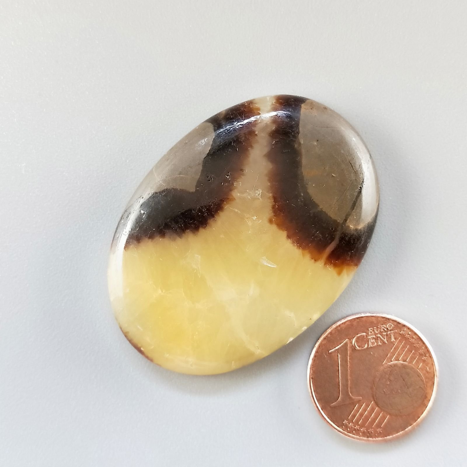 Settario Giallo Naturale Forma Ovale Piatto Cabochon Liscio Fatto a Mano 39X28X6mm 11,20gm 1pz