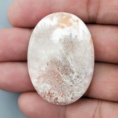 Scolecite Rosa Naturale Forma Ovale Piatto Cabochon Liscio Fatto a Mano 42X31X5mm 9,45gm 1pz