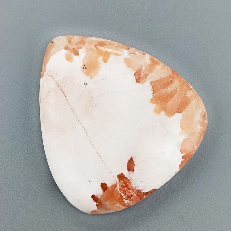 Scolecite Rosa Naturale Forma Goccia Piatto Cabochon Liscio Fatto a Mano 45X40mm 16,02gm 1pz