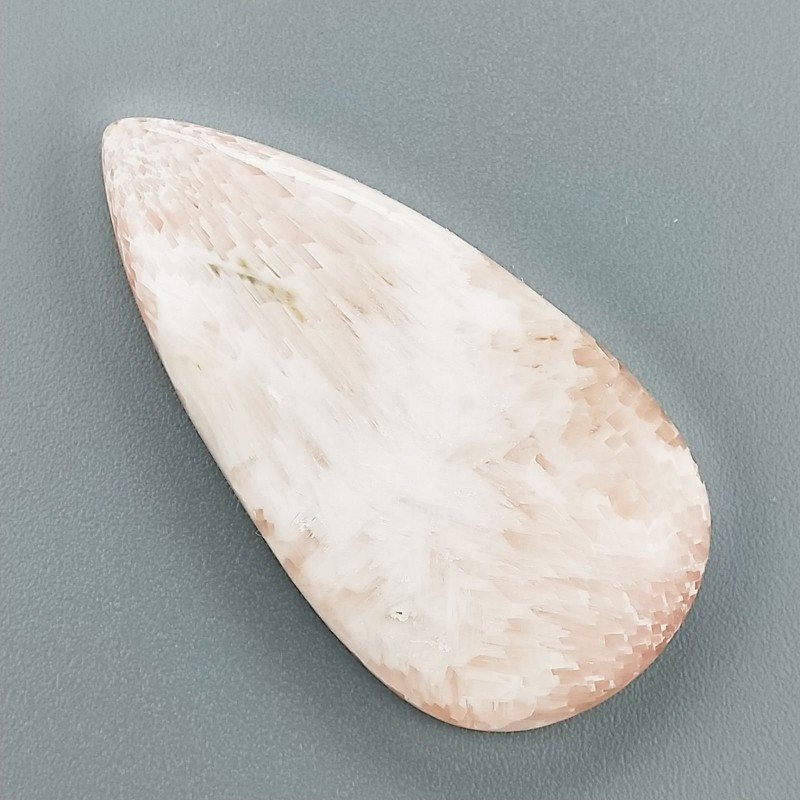 Scolecite Rosa Naturale Forma Goccia Piatto Cabochon Liscio Fatto a Mano 41X21X6mm 6,95gm 1pz