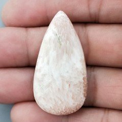 Scolecite Rosa Naturale Forma Goccia Piatto Cabochon Liscio Fatto a Mano 41X21X6mm 6,95gm 1pz