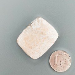 Scolecite Rosa Naturale Forma Cuscino Piatto Cabochon Liscio Fatto a Mano 28X23X5mm 5,55gm 1pz