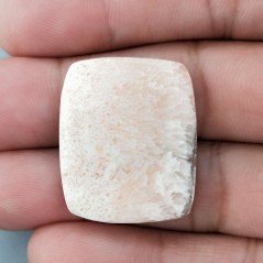 Scolecite Rosa Naturale Forma Cuscino Piatto Cabochon Liscio Fatto a Mano 28X23X5mm 5,55gm 1pz